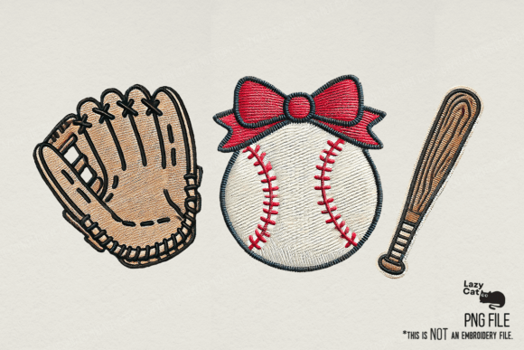 Baseball Minimal Embroidery PNG Clipart