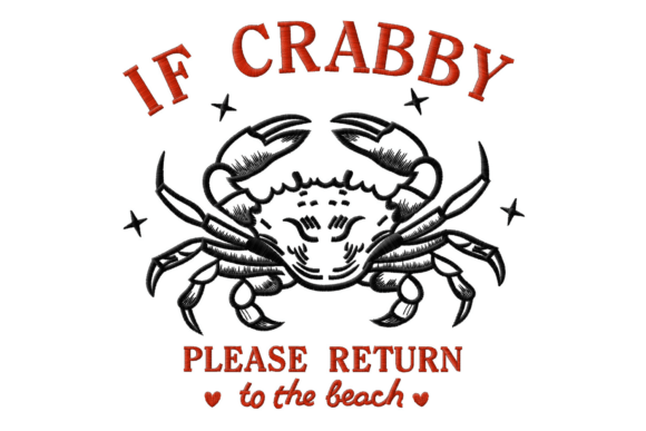Beach Crab Embroidery Design