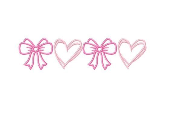 Bow and Heart Embroidery Design