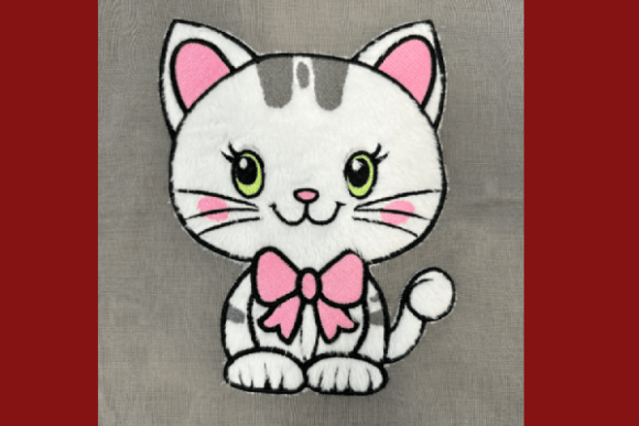 Cute Cat Applique for Machine Embroidery