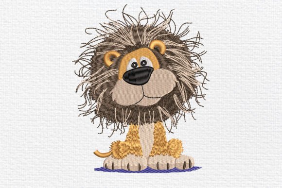 Cute Fuzzy Lion Embroidery Design