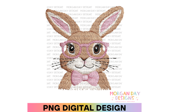 Faux Embroidery Easter Bunny Face PNG