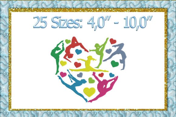 Gymnastics Heart Embroidery Design