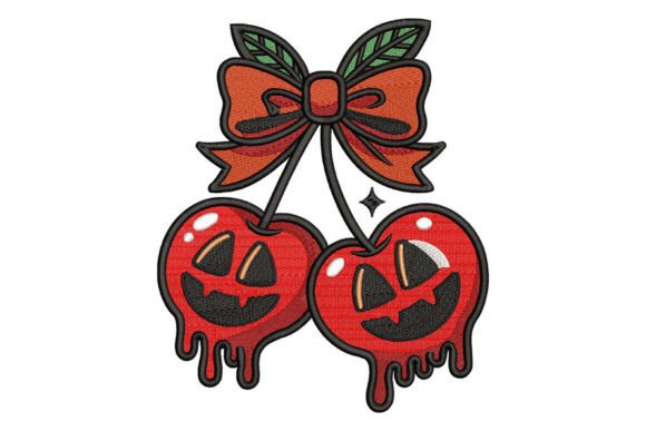 Halloween Cherry Bow Embroidery