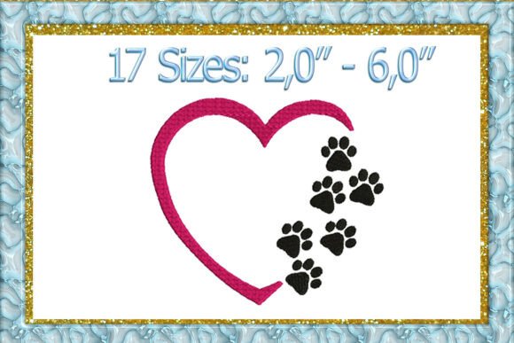 Heart Paw Machine Embroidery Design