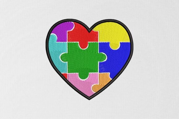 Love Autism Puzzle Embroidery Design