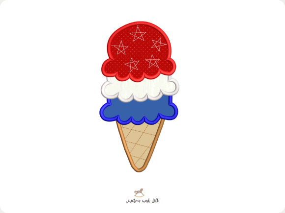 Patriotic Ice Cream Cone Embroidery