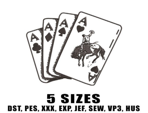 Playing Card Western Embroidery Design