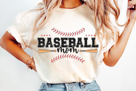 Retro Baseball Mom PNG, Faux Embroidery