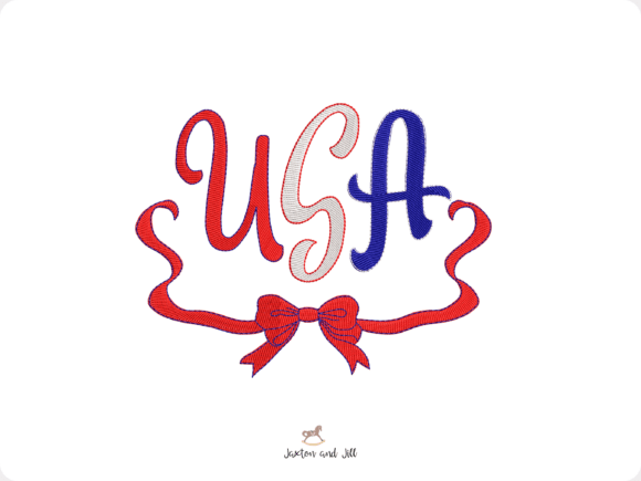 USA Coquette Bow Embroidery Design