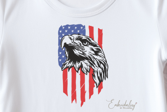 USA Flag with Eagle Embroidery Design